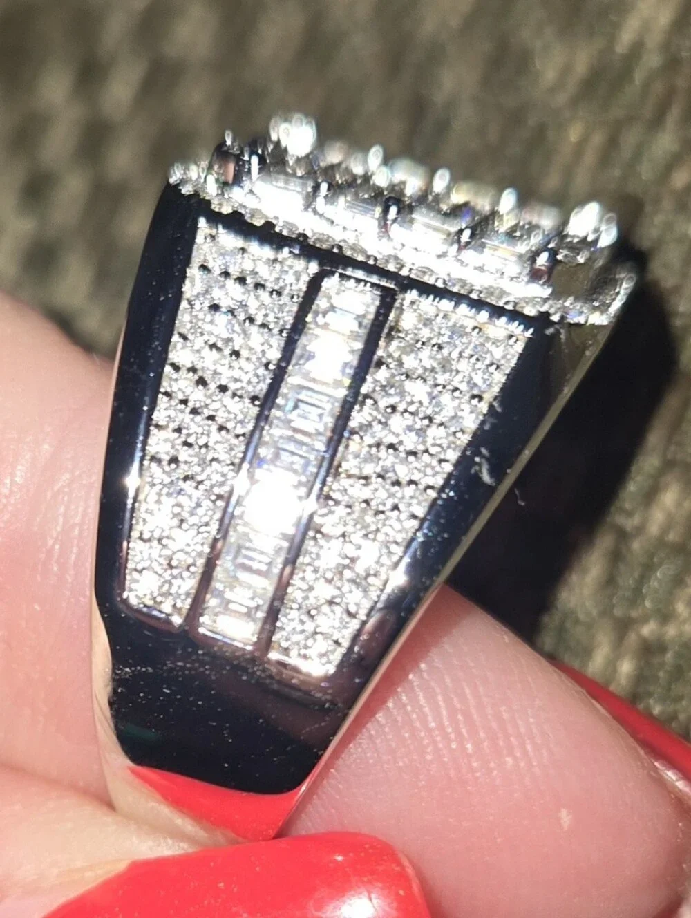 5 CT Moisiannite Pave Square-Top Men's Ring 925 Sterling Silver Size 11